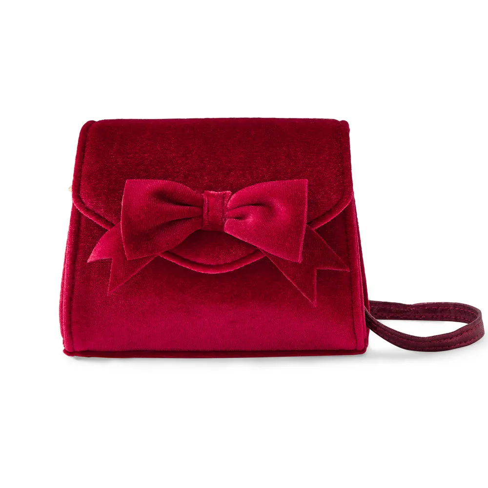 Accessorize London Girl's Red Velvet Bow Sling  Bag