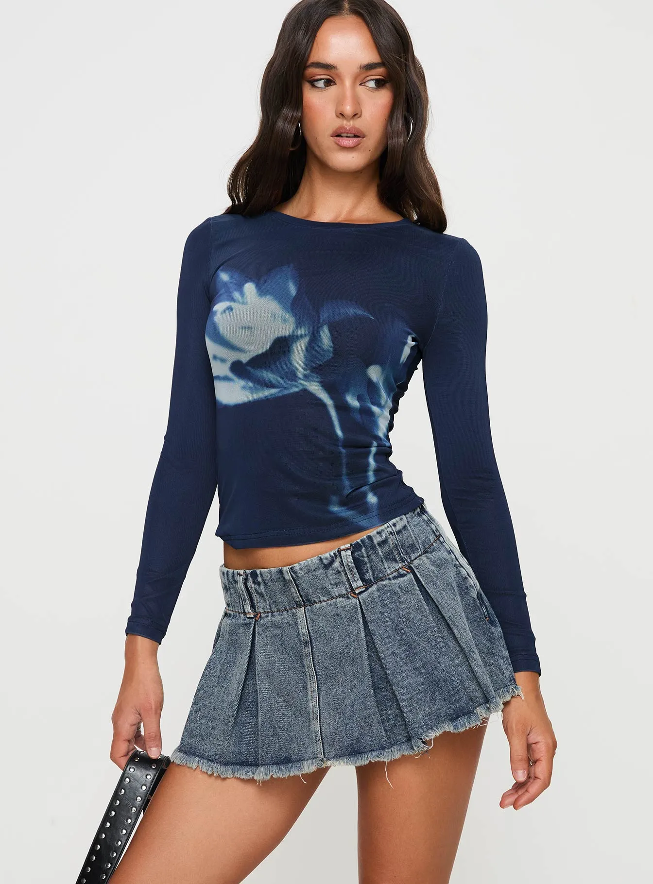 Allure 90's Mini Skort Faded Denim