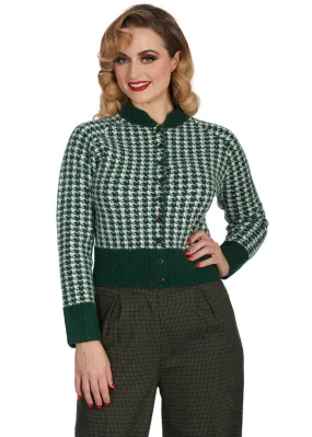 Banned Hattie Houndstooth 40's Cardigan Green