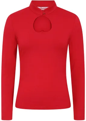 Banned Tear Drop Heart 50's Top Red