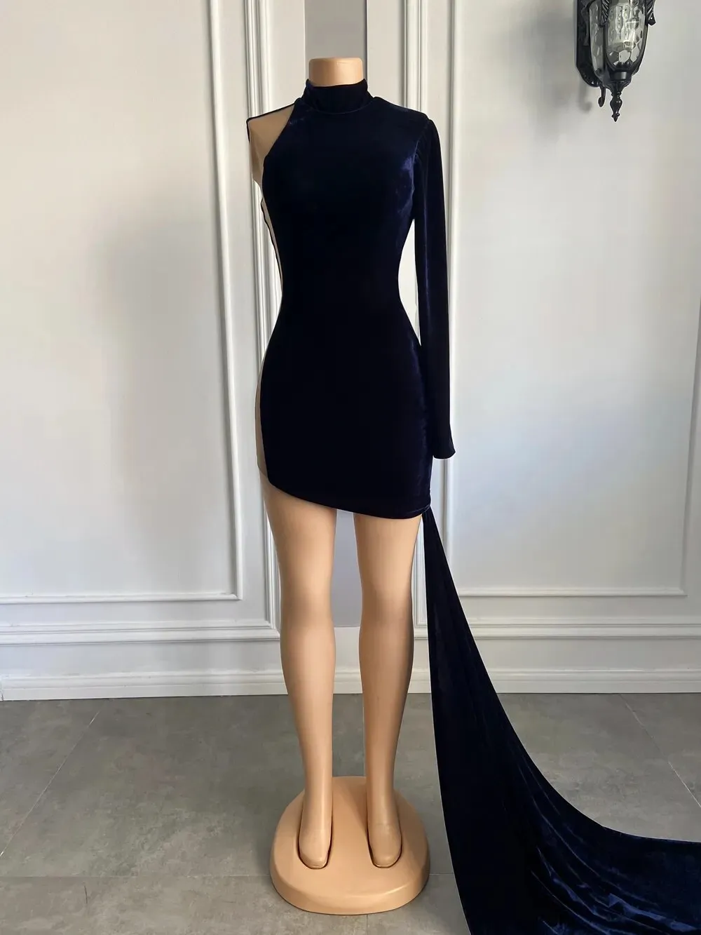 Black Velvet High Neck Birthday Dress