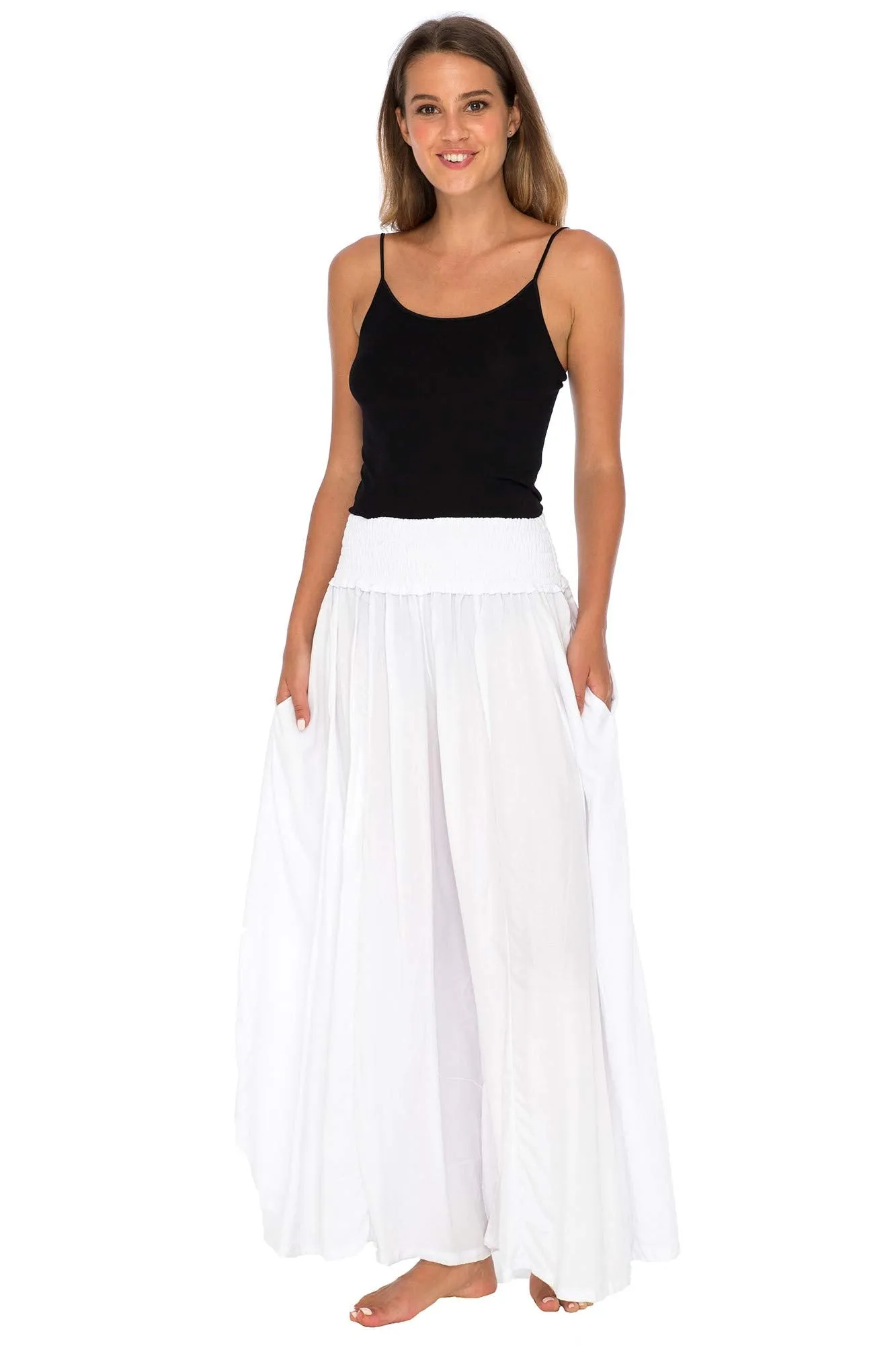 Boho Wide Leg Smocked Waist Palazzo Pants