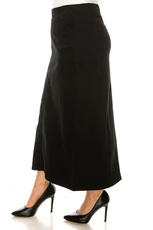 Debbie Long Twill Skirt-Black