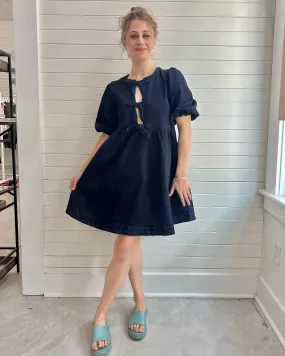 Denim tie Babydoll Dress