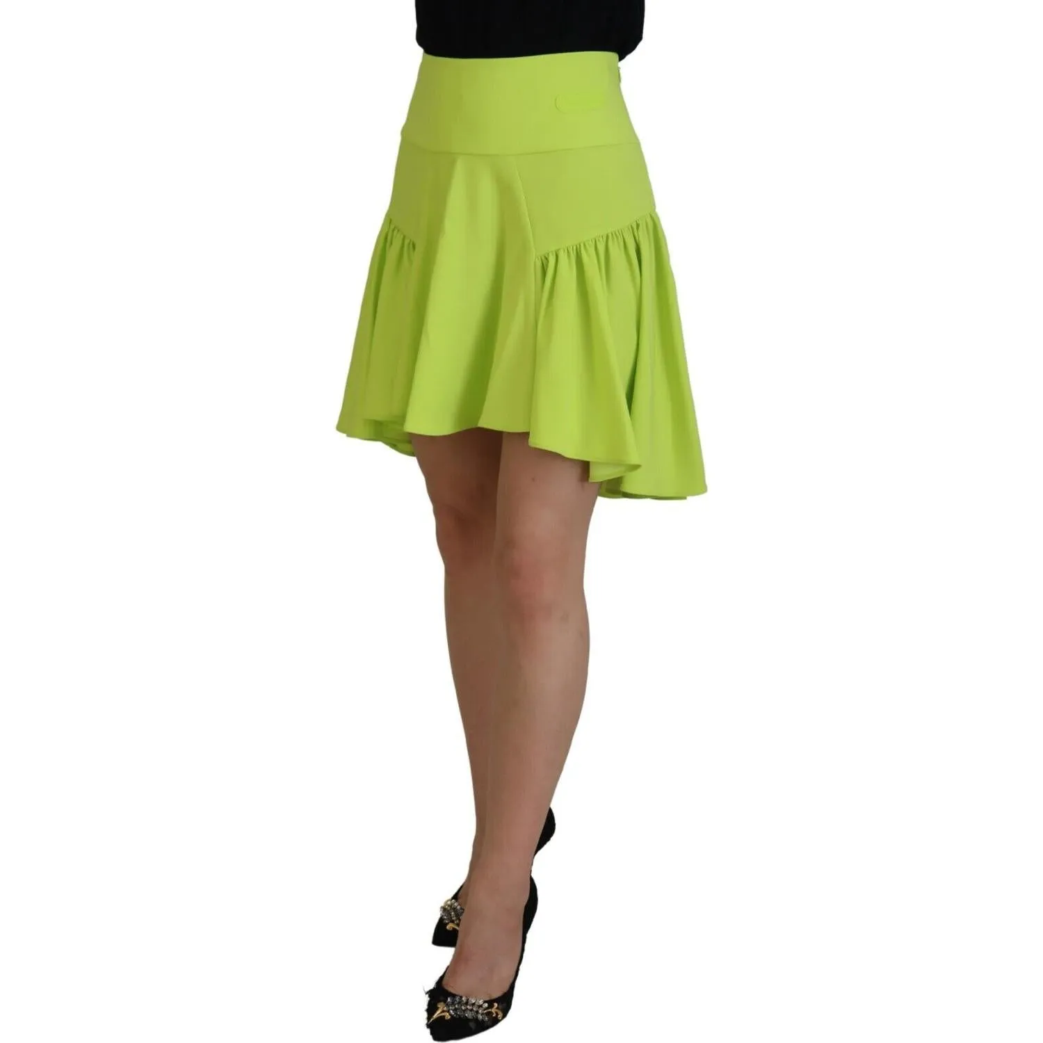 Dsquared² Green High Waist A-line Pleated Mini Women Skirt