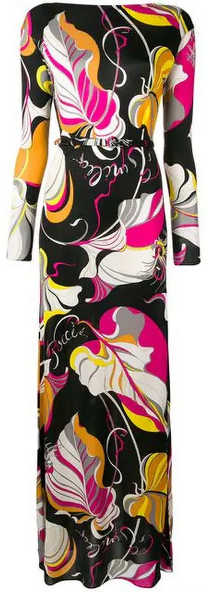 'Frida' Print Long Silk Dress