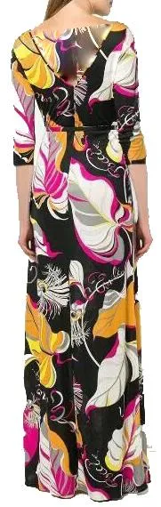 'Frida' Print Long Silk Dress