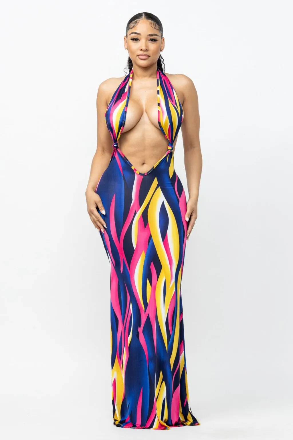 Heart My Satin Maxi Dress-Multi