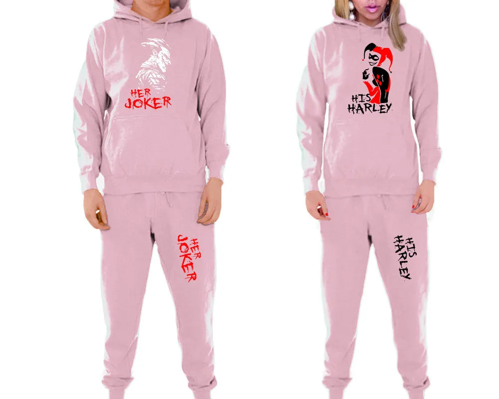 Her Joker His Harley Couple Matching Hoodie and Jogger Pants Top&Bottom Sets