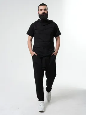 Mens Asymmetric Blouse with Hood