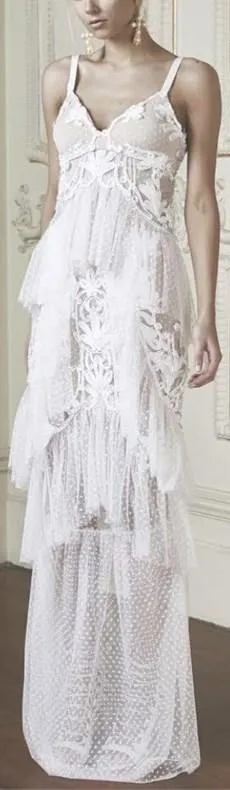 'Nymph' Tiered Lace Gown - White or Black