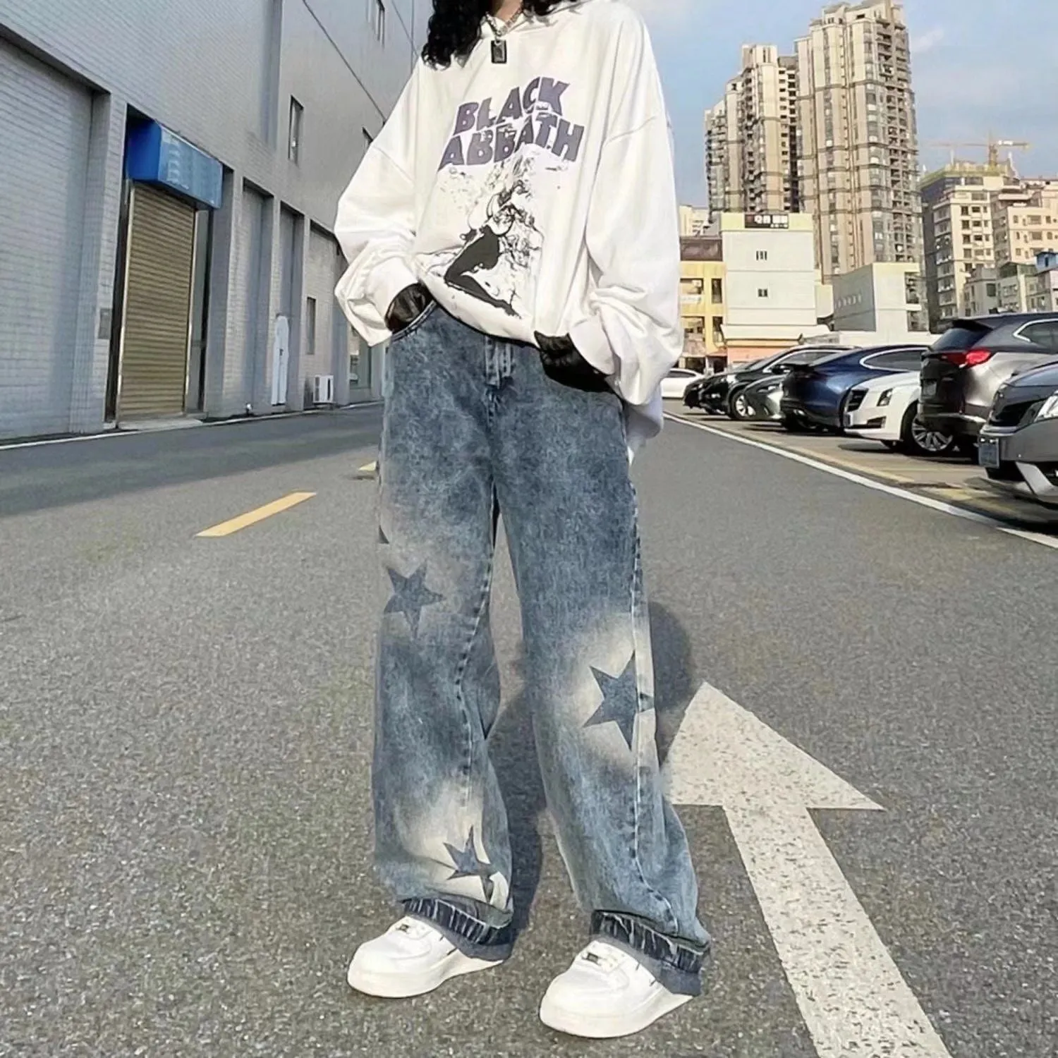 Oversized Star Pattern baggy Jeans