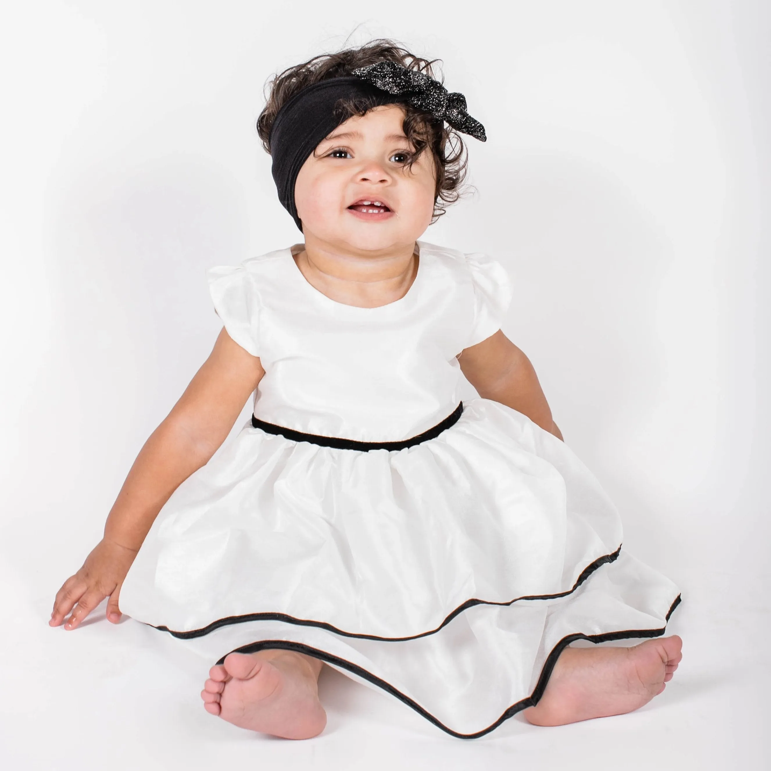 Popatu Little Girl's White Two-Tier Dress (SIZE: 2T, 6, 8)