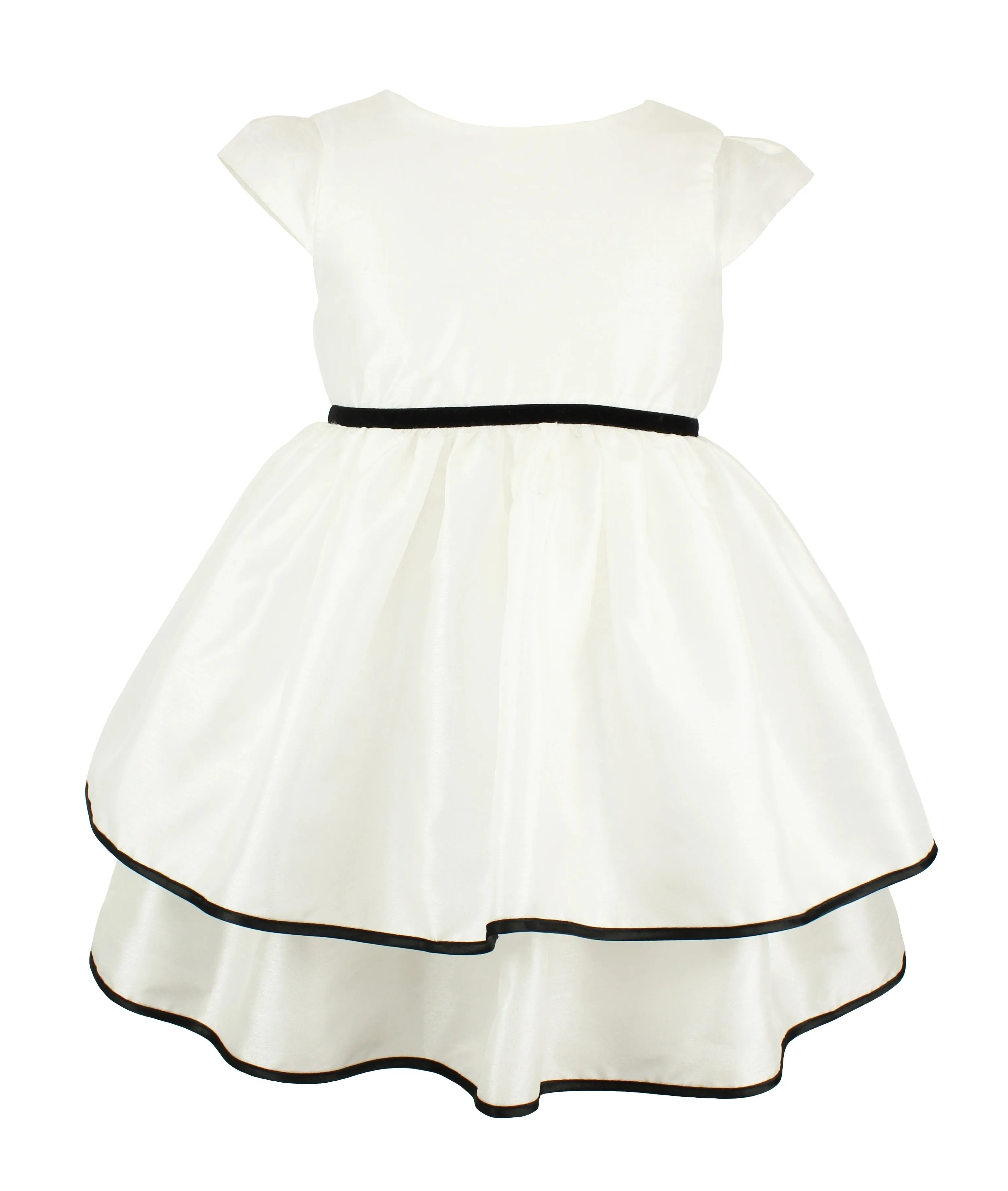 Popatu Little Girl's White Two-Tier Dress (SIZE: 2T, 6, 8)