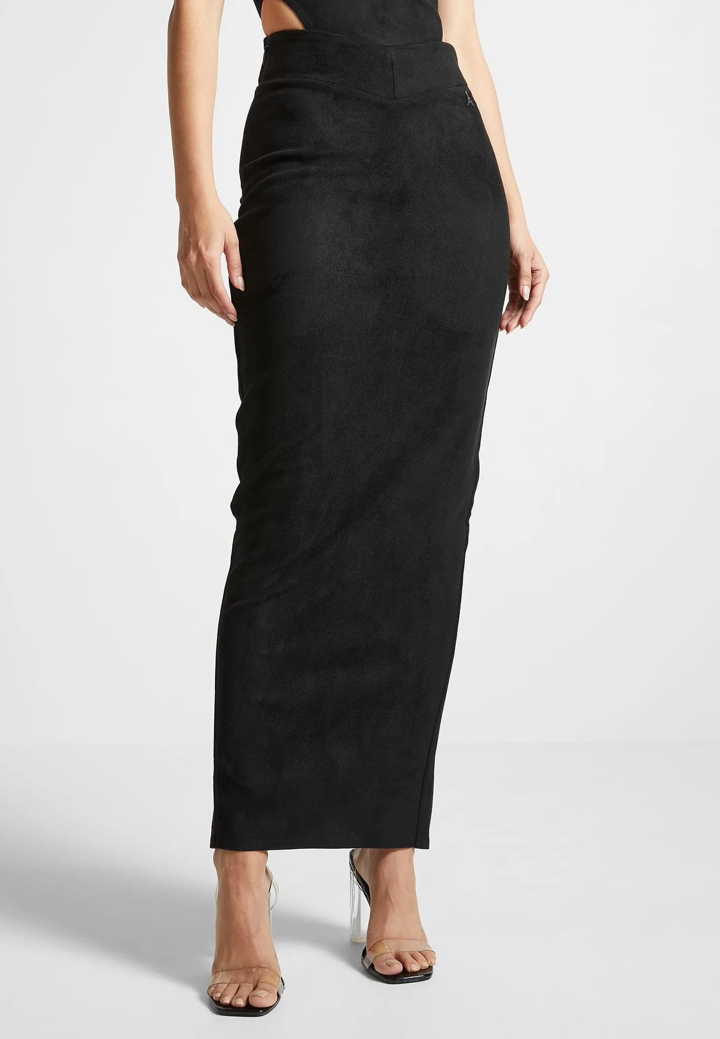 Suede Midaxi Skirt - Black