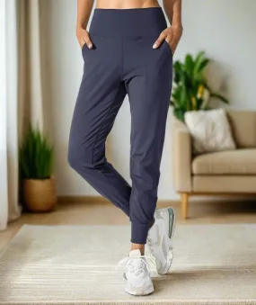 Womens Navy Blue Jogger Pants, Pocket Dress Joggers, Sizes S/M/L/XL, Yoga Waist